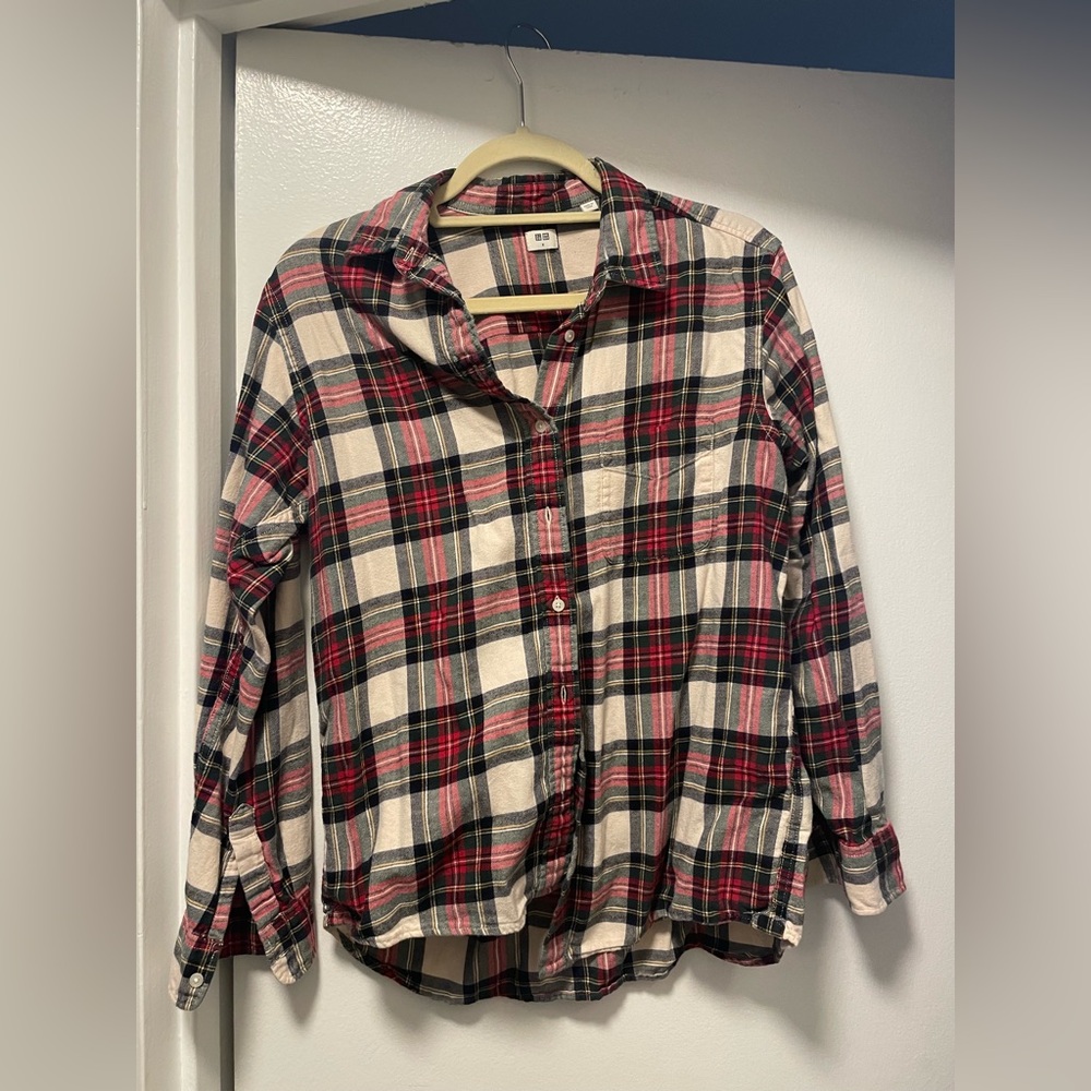 Uniqlo Red and Black Plaid Button Down Shirt
